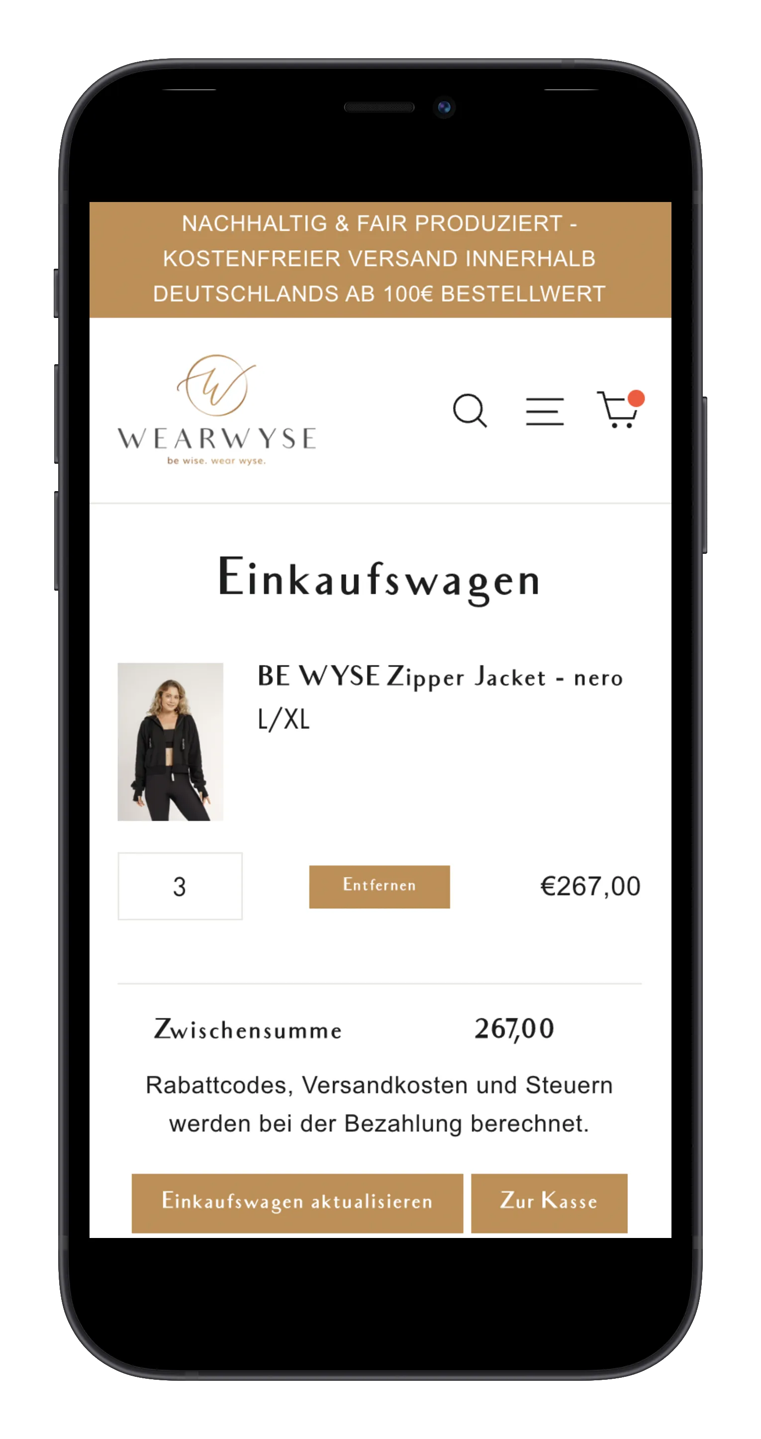 Sustainable Clothing Brand on mobile