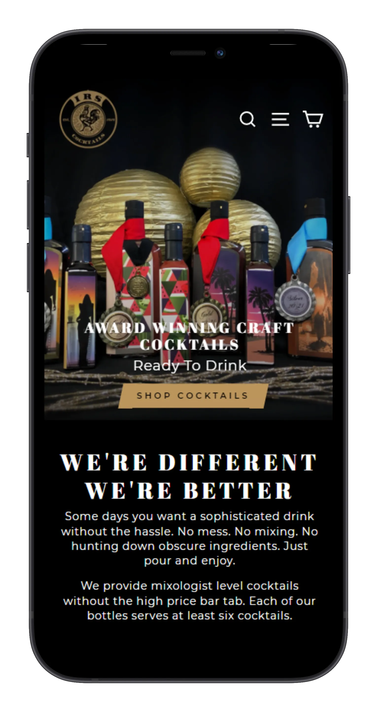 Cocktail Brand on mobile