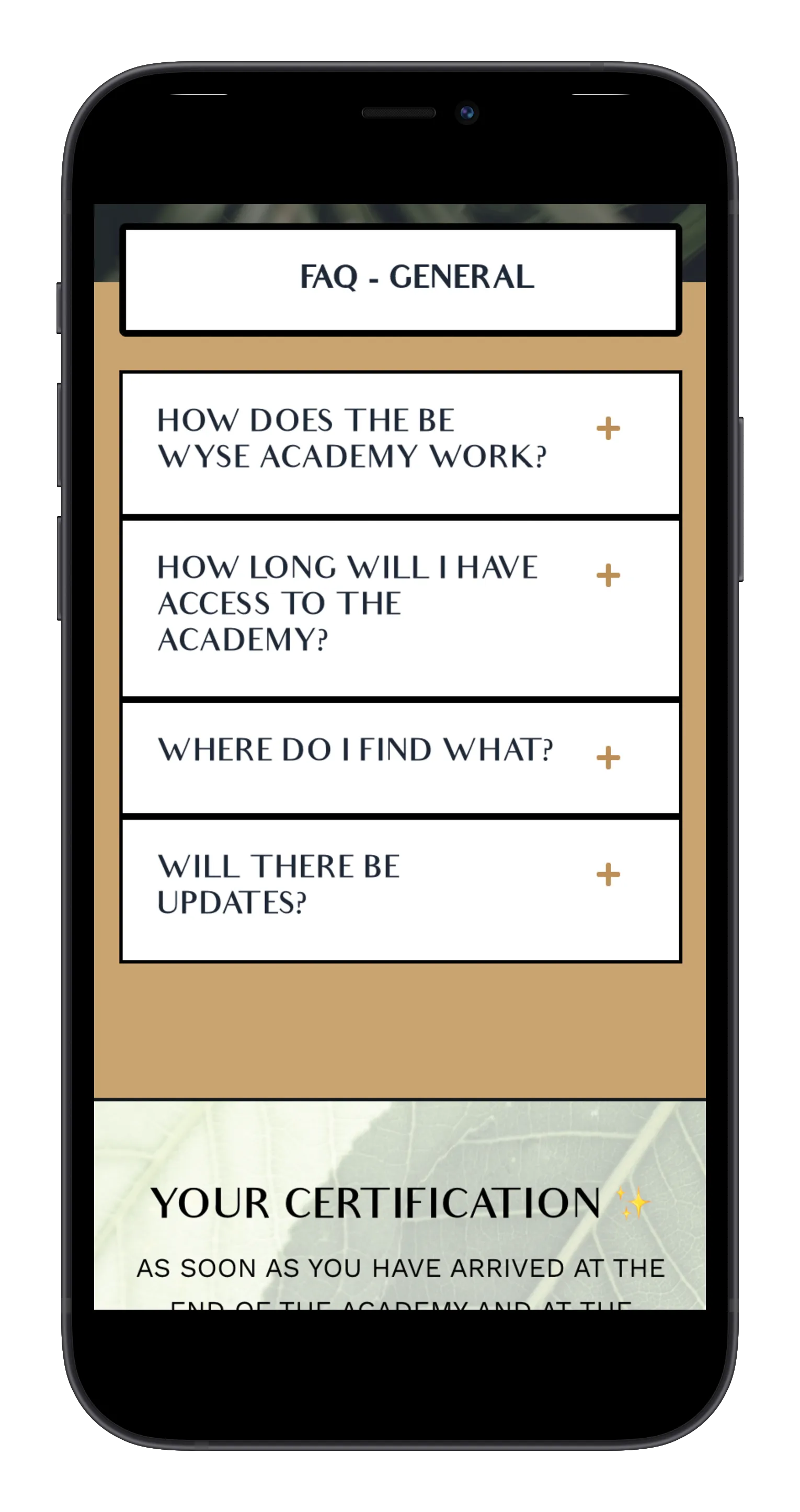 Wellness Academy on mobile