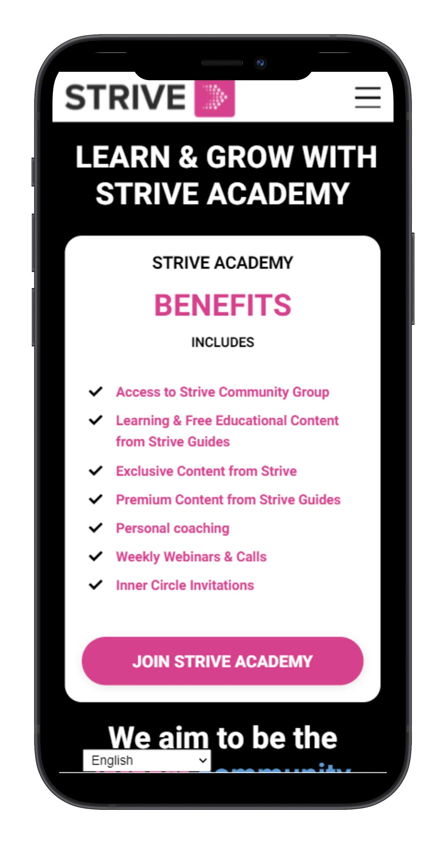 Strive – Community, Academy & App on mobile